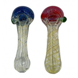 4" Frit & Fumed Art Head Silver Fumed Twisted Art Hand Pipe (Pack of 2) [SAA66] 