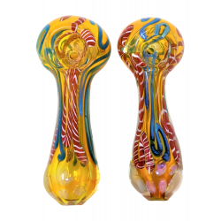 4" Gold Fumed Thick Ribbon Spoon Hand Pipe - (Pack of 2) [SAJ30]