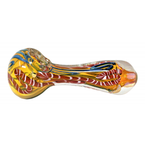 4" Gold Fumed Thick Ribbon Spoon Hand Pipe - (Pack of 2) [SAJ30]