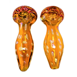 4" Gold Fumed Polka Dot Body Ribbon Head Spoon Hand Pipe - (Pack of 2) [SAJ31]