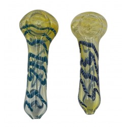 4" Silver Fumed Latachino Rod Art Spoon Hand Pipe (Pack of 2) [SDK383]