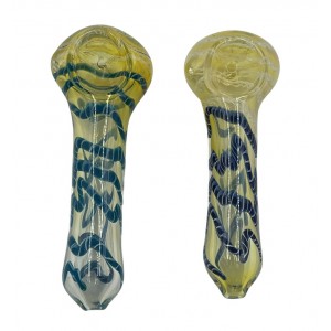 4" Silver Fumed Latachino Rod Art Spoon Hand Pipe (Pack of 2) [SDK383]