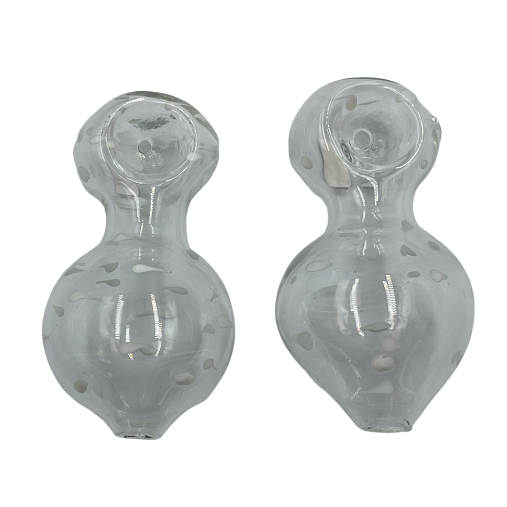 3.5" Clear with Dot Art Fat Body Hand Pipe (Pack of 2) [SDK394]