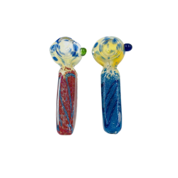 4" Fumed Art Frit Work Spoon Hand pipes (Pack of 2) [SDK444] 