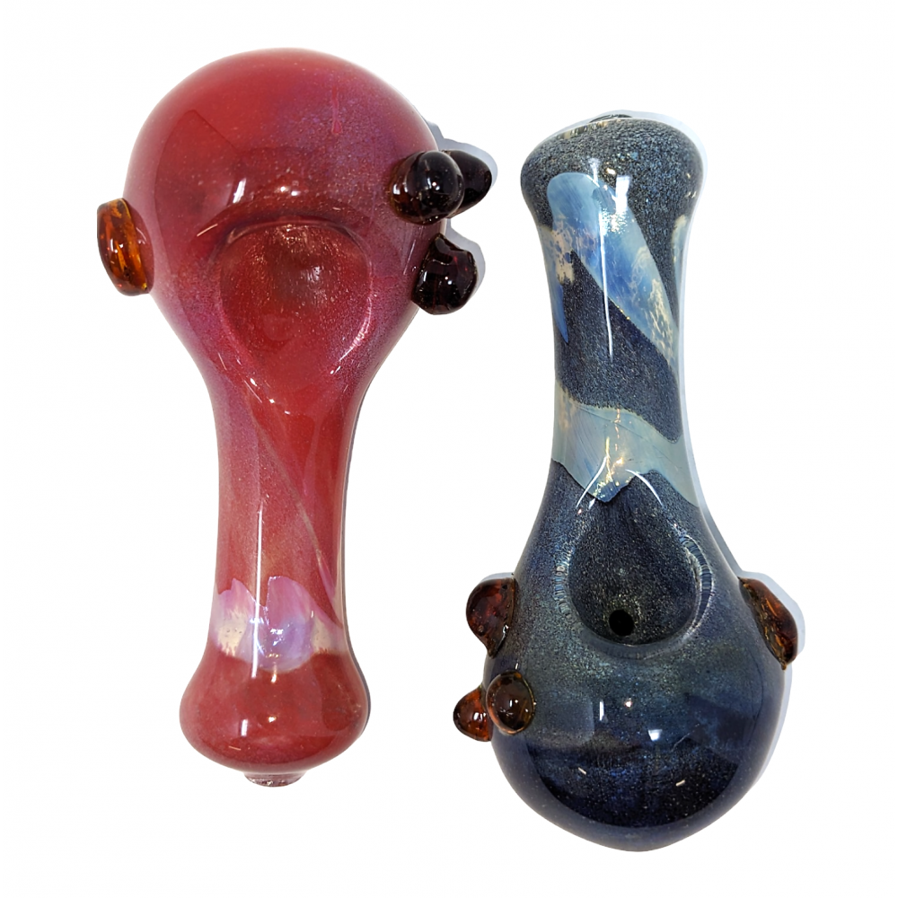 4" Solid Color Frit Art Heady Head Hand Pipe (Pack of 2) [SDK498]