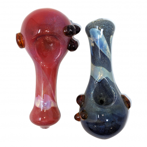 4" Solid Color Frit Art Heady Head Hand Pipe (Pack of 2) [SDK498] 