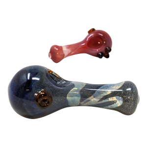 4" Solid Color Frit Art Heady Head Hand Pipe (Pack of 2) [SDK498] 