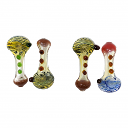 3.25" Frit & Marble Art With Silver Fumed Hand Pipe (Pack of 2) [SDK499]