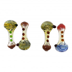 3.25" Frit & Marble Art With Silver Fumed Hand Pipe (Pack of 2) [SDK499]