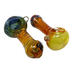3.25" Assorted Inner Gold Spiral Color Head Hand Pipe (Pack of 2) [SDK556]