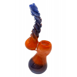 6" Assorted Frit Ombre Twisted Neck Bubbler Hand Pipe - [SDK573]