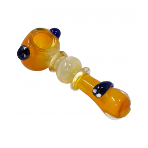 4" Silver & Gold Fumed With Marble Art Hand Pipe - (Pack Of 2) [SDK616]