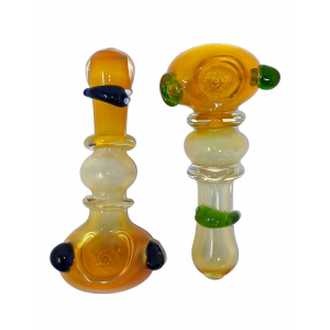 4" Silver & Gold Fumed With Marble Art Hand Pipe - (Pack Of 2) [SDK616]