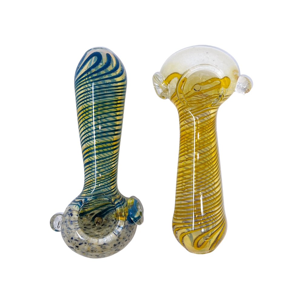 4" Frit Head Swirl Rod Art Hand Pipe - (Pack Of 2) [SDK637]