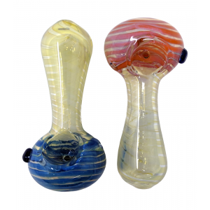 3.5" Silver Fumed Twisted Lines Head Hand Pipe (Pack of 2) - [SDK646]