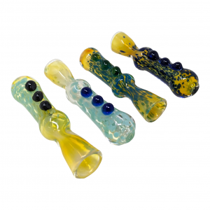 3" Silver Fumed Frit Ombre Multi Marble Chillum Hand Pipe - (Pack of 4) [SDK650]