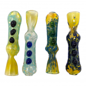 3" Silver Fumed Frit Ombre Multi Marble Chillum Hand Pipe - (Pack of 4) [SDK650]