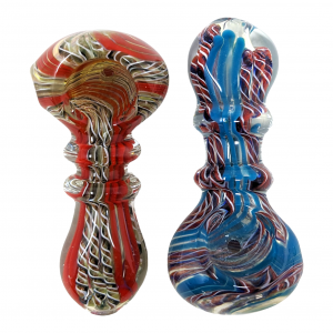 2.5" Double Rim Twisted Design Spoon Hand Pipe (Pack of 2) - [SDK656]