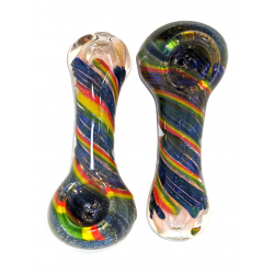 3.5" Gold Fumed Art Hand Pipe with Rasta Dicro (Pack Of 2) [SG1197]