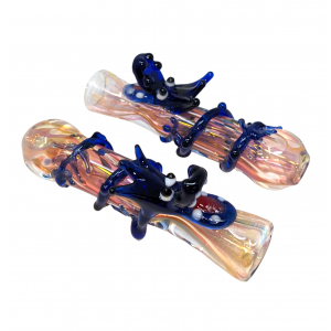 3" Gold Fumed Art With dragon Chillum - (Pack of 2) [SG1614]