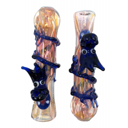 3" Gold Fumed Art With dragon Chillum - (Pack of 2) [SG1614]