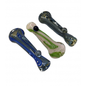 3" Dual Tone Wig Wag Clear Body Chillum Hand Pipe - (Pack Of 3) [SG1636]