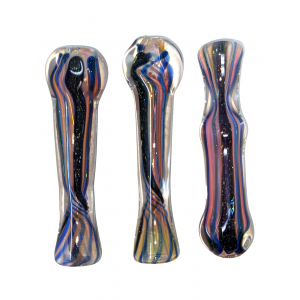 3" Gold Fumed Blue Galaxy Swirl Ribbon Chillum Hand Pipe - (Pack of 3) [SG1689]