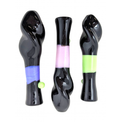3" Black Body Twist Mouth Slyme Stripe Chillum Hand Pipe - (Pack of 3) [SG2441]