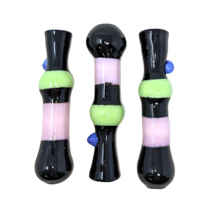 3" Black Body with Double Slyme Stripe Chillum Hand Pipe - (Pack of 3) [SG2442]
