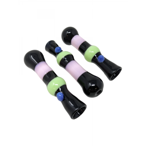 3" Black Body with Double Slyme Stripe Chillum Hand Pipe - (Pack of 3) [SG2442]