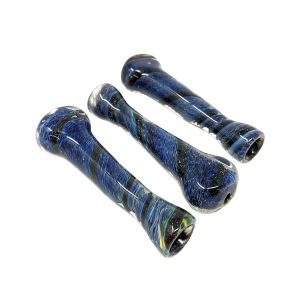 3.5" Double Galaxy Twist Ribbon Flat Mouth Chillum Hand Pipe - (Pack of 3) [SG2621]
