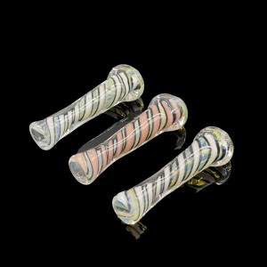 Silver Fumed Bold Swirl Ribbon Chillum Hand Pipe - (Pack of 3) [SG2732]