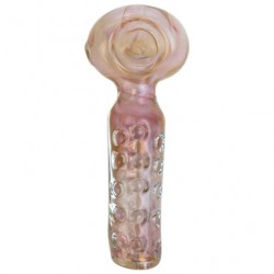 5" Gold Fumed Art Double Glass Hand Pipe [SG2904]
