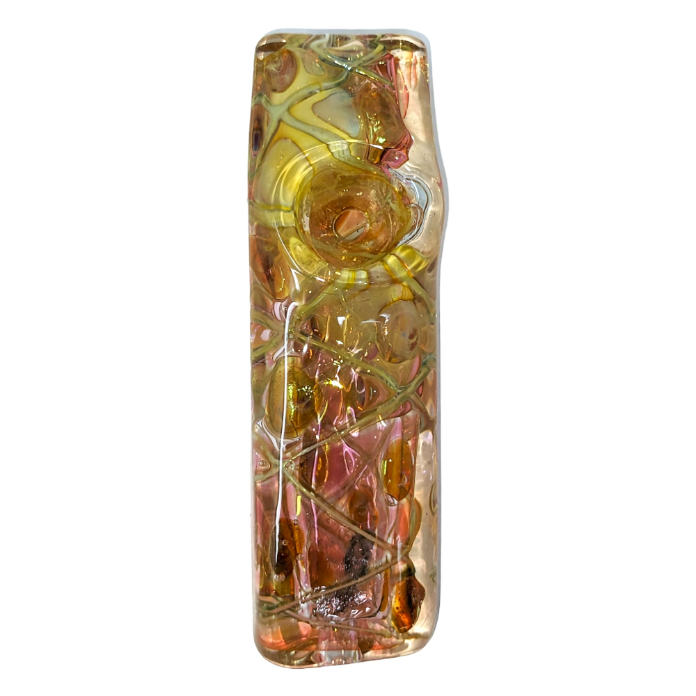 5" Gold Fumed Art Double Glass Hand Pipe [SG2905]