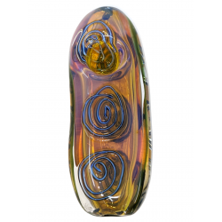 5" Gold Fumed Art Double Glass Hand Pipe [SG2938]