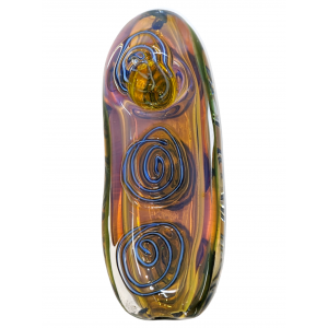 5" Gold Fumed Art Double Glass Hand Pipe [SG2938]