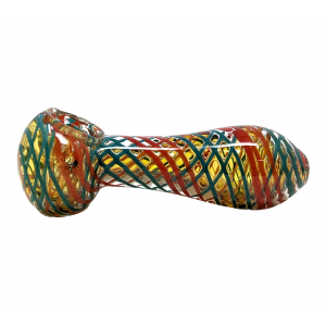 5" Gold Fumed Art Double Glass Hand Pipe [SG2999]