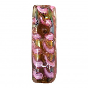 5" Gold Fumed Art Double Glass Hand Pipe [SG3018]