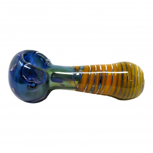 5" Gold Fumed Art Double Glass Hand Pipe [SG3067]