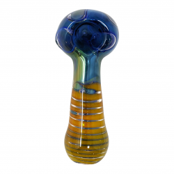 5" Gold Fumed Art Double Glass Hand Pipe [SG3067]