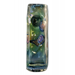 5" Gold Fumed Art Double Glass Hand Pipe [SG3169]