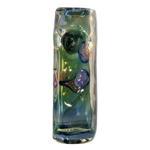 5" Gold Fumed Art Double Glass Hand Pipe [SG3169]