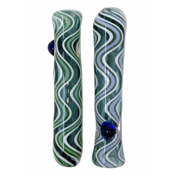 See-Through Wavy Straight Chillum Hand Pipe - (Pack of 3) [SG3190]