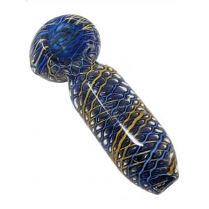 5" Gold Fumed Art Double Glass Hand Pipe [SG3283]