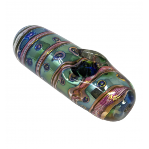 5" Gold Fumed Art Double Glass Hand Pipe [SG3285]