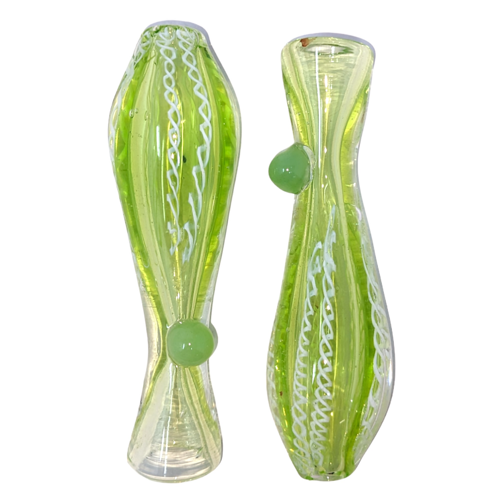 Lime Slyme Braided Ribbon Blimp Chillum Hand Pipe - (Pack of 3) [SG3304]