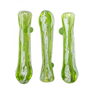 3" Lime Slyme Braided Ribbon Round Mouth Chillum Hand Pipe - (Pack of 3) [SG3305]
