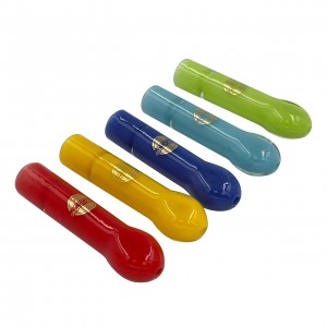 On Point Glass Full Color Flat Mouth Logo Chillum Hand Pipe - [GP-08]