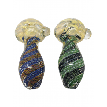4" 200 Gram Gold Fumed Twisted Rod Art Heady Hand Pipe ( Pack Of 2) [STJ27] 