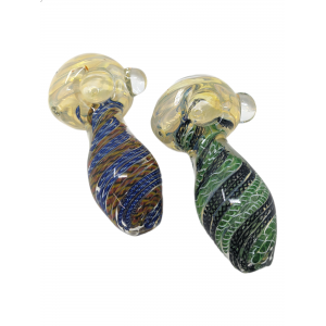 4" 200 Gram Gold Fumed Twisted Rod Art Heady Hand Pipe ( Pack Of 2) [STJ27] 